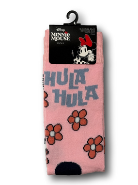 3/$20 Disney Minnie Mouse "Hula Hula" Hawaiian Funny Novelty Crew Socks - NWT